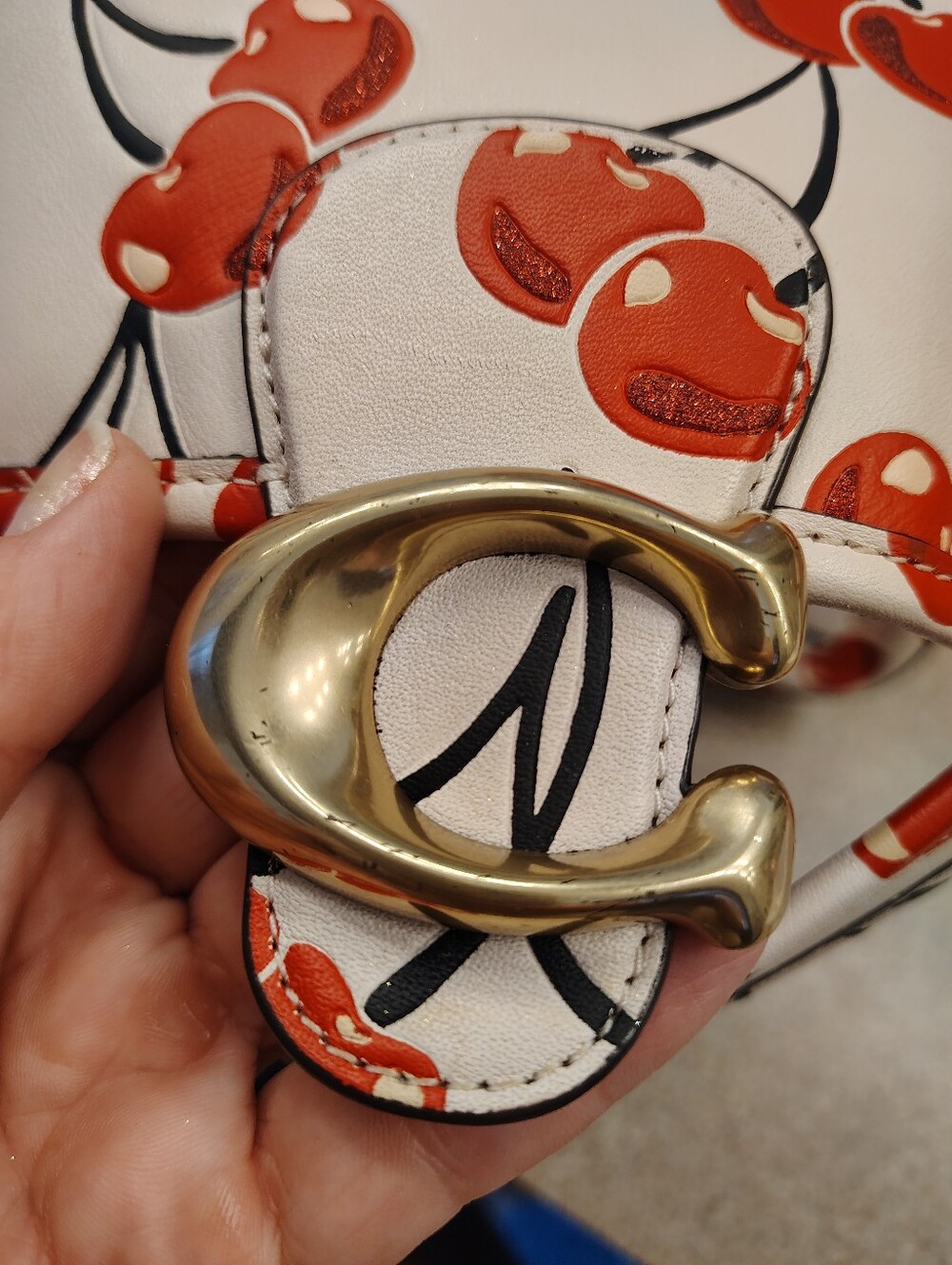 Coach tabby White Cherry-Print Crossbody Bag with Gold Hardware - Picture 4 of 10